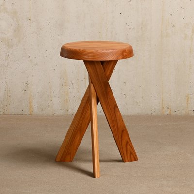 S31B Stool in Elm by Pierre Chapo France 2010s