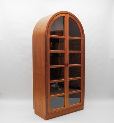 Mid Century Modern Scandinavian Teak Wood Glass Cabinet 1960s