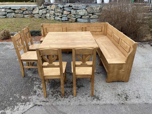 Rustikales Vintage Eck-Esszimmer Set, 6er Set bei Pamono kaufen