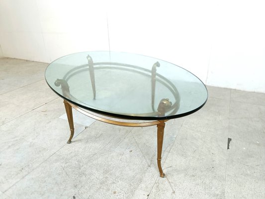 Vintage oval glass coffee cheap table