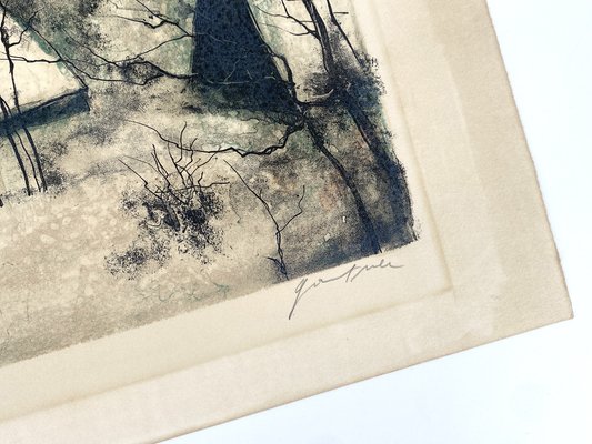 ガントナー　（Bernard　GANTNER）　「春のアロムナード」リトグラフ Amazon.co.jp: フランス 風景画 絵画 リトグラフ 版画 ベルナール