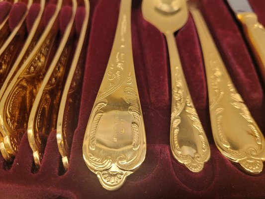 24 Karat Gold Besteck, Deutschland, 1970er, 70 . Set bei Pamono kaufen