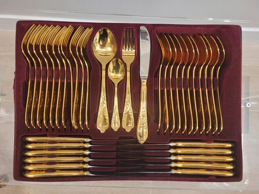 24 Karat Gold Besteck, Deutschland, 1970er, 70 . Set bei Pamono kaufen