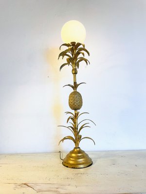 Large Floor Lamp with Pineapple in Gilded Metal 1970s for sale at
