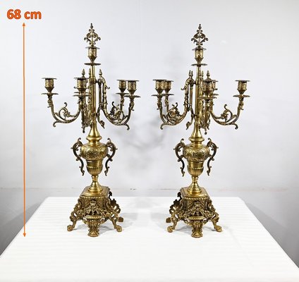 Vintage Kerzenhalter aus Vergoldeter Bronze, 2er Set