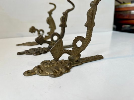 Vintage Dragon Wall Hooks in Brass 1970s Set of 4 for sale at Pamono