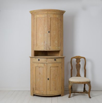 Gustavian Rustic Northern Swedish Country Corner Cabinet for
