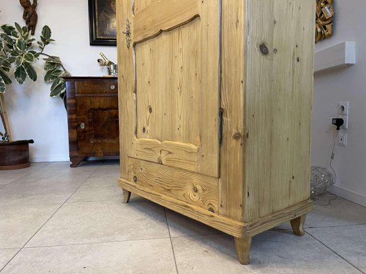 Biedermeier Farmhouse Wardrobe in Natural Wood for sale at Pamono