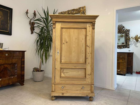 Biedermeier Farmhouse Cabinet or Wardrobe in Natural Wood for sale