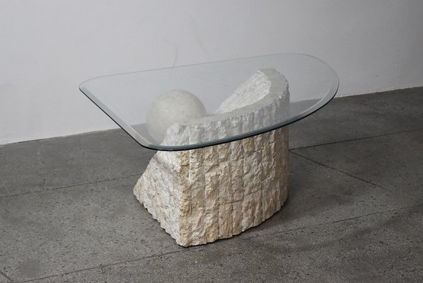 Travertine stone coffee table deals
