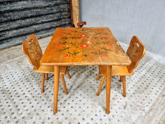 Antique childrens table and cheap chairs for sale