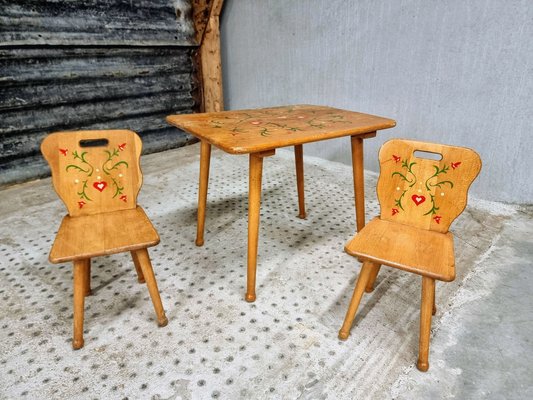 Vintage Children s Table Set in Beech 1960s Set of 3