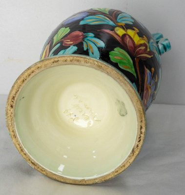 Mid-Century French Ceramic Vase with Floral Decoration by Cérart