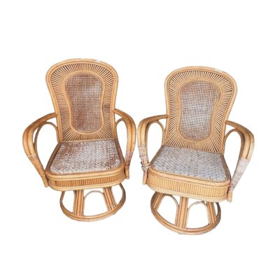 Swivel wicker 2024 chair set