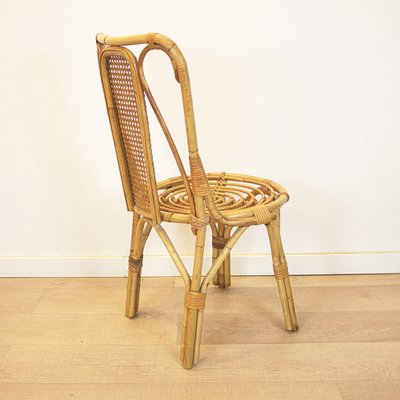 Vintage Wicker Bamboo Chair, Spain, 1970s for sale at Pamono