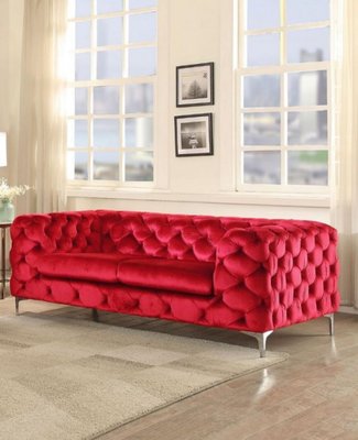 Rosso Divano Chesterfield Velluto Canapé Lit Settimo Cielo