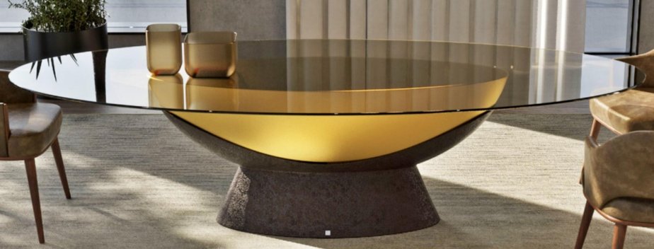 Design Dining Table with Glass Top by Europa