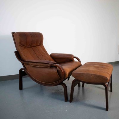 Orbit Lounge Chair and Stool by Ingmar Relling for Westnofa 1960s