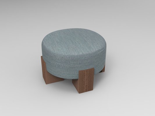 Cassette Pouf in Outside Tricot Light Seafoam Fabric and Smoked