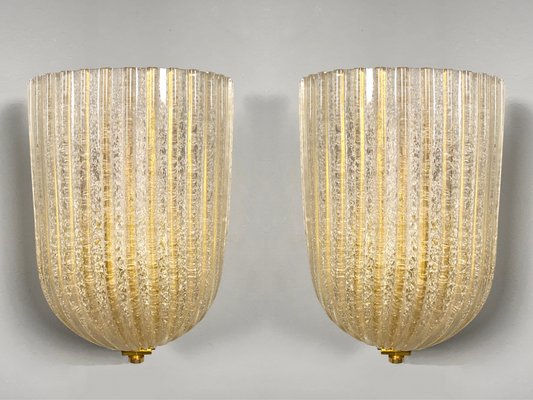 Italian Murano Wall Lamps from Barovier & Toso, 1970s, Set Italian Murano Wall Lamps from Barovier & Toso, 1970s, Set
