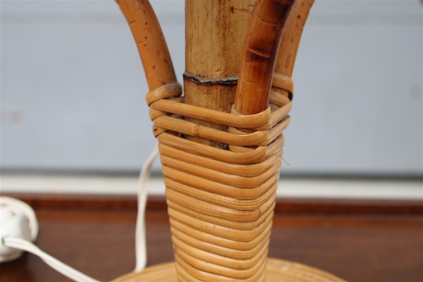 Pilz Tischlampe aus Bambus, Italien, 1950er bei Pamono kaufen