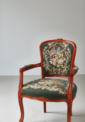 Danish Rococo Style Red Stained Armchair, Early 20th Century