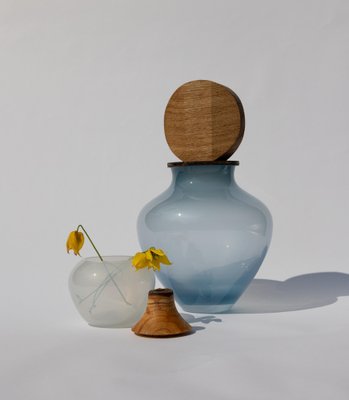 Ohana Stacking Pigeon Blue and Round Vase by Pia Wüstenberg for