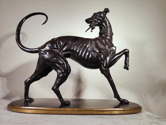 Large Art Deco Greyhound Dog in Bronze, 1900s for sale at Pamono