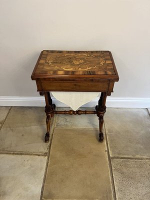 Antique Victorian Burr Walnut Inlaid Floral Marquetry Games Table