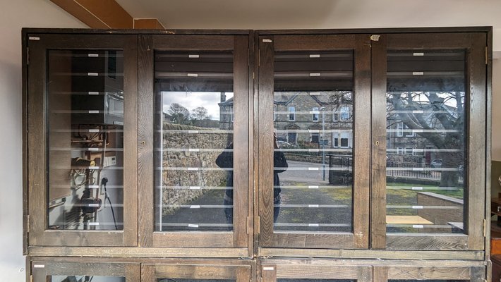 Vintage metal cabinets 2024 with glass doors