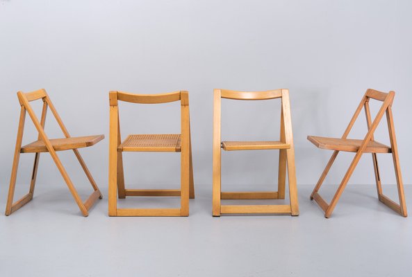 Beech Wood Folding Chairs from ZMG, 1958, Set of 4 for sale at Pamono
