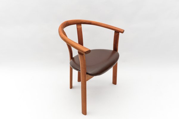 Teak and Leather Desk Chair, Denmark, 1960s for sale at Pamono