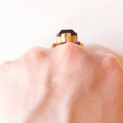 Gold Onyx Ring, Signet Ring, Pinky ring, Handmade Design : Handmade  Products - Amazon.com