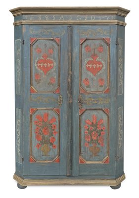 Antique Blue Tyrolean Wardrobe 1807