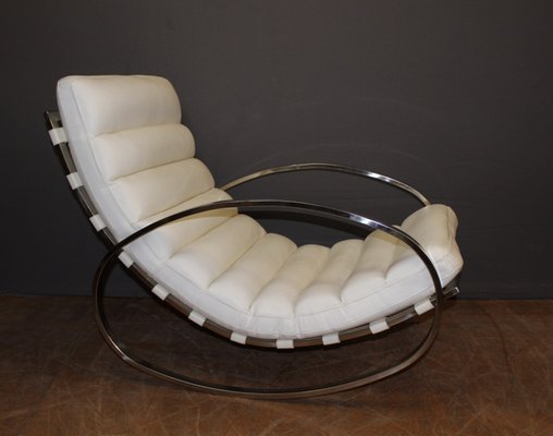 White leather rocking on sale chair