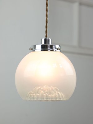 Mid-Century Italian Chrome and Murano Glass Pendant Lamp for sale