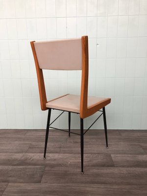 Vintage Italian Chair in Metal Wood and Skai 1960s for sale at Pamono