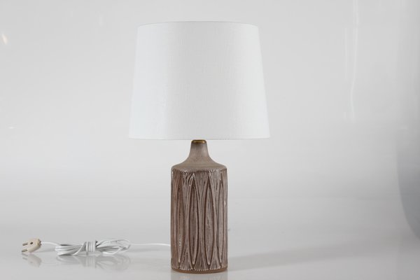 Danish Table Lamp with Graphical Design and Milk Chocolate Colored Glaze by Einar Johansen 1960s