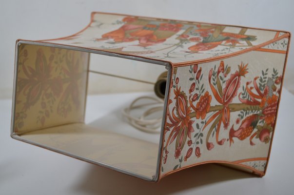 Table Lamp with Chromed Foot and Lampshade with Asian Decor Table Lamp with Chromed Foot and Lampshade with Asian Decor