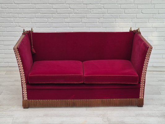 Danish Velour 2 Seater Drop Arm Sofa