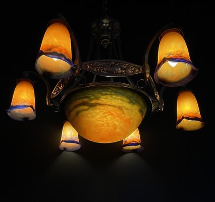 Art Deco Chandelier attributed to Muller Freres Luneville, 1920s