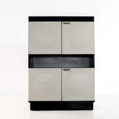 Brutalist Black and White Oak Bar Cabinet 1970s for sale at Pamono