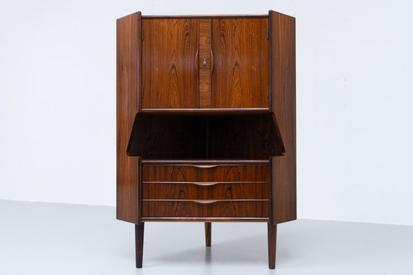 Vintage Danish Rosewood Corner Cabinet with Dry Bar 1960s