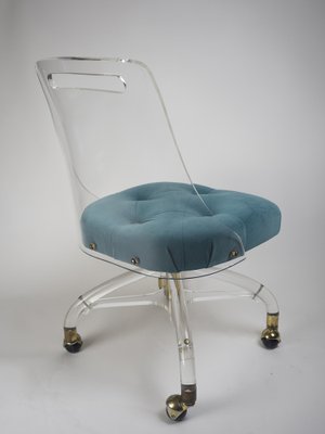 Lucite desk chair with wheels deals