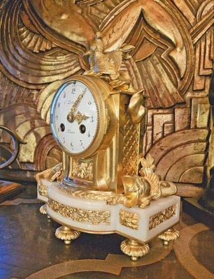 Horloge Pendulum en Marbre et Bronze Doré par Constantin Detouche en vente sur