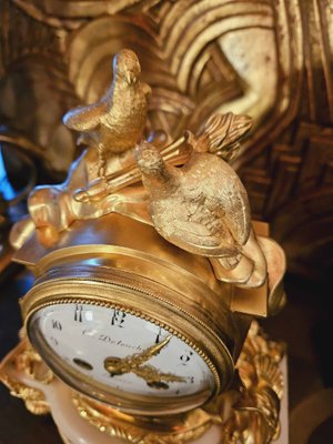 Horloge De Bureau Globe Avec Putto Doré - Constantin Louis Detouche - XIXe Siècle