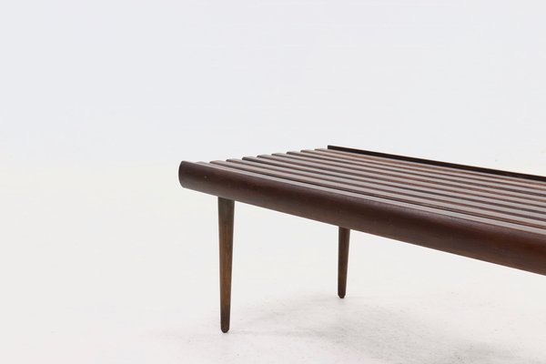 Mid century 2024 wood slat bench