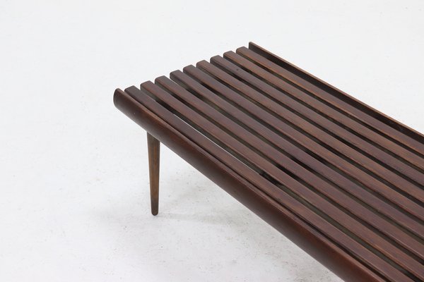 Mid century 2024 wood slat bench