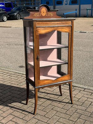 Edwardian Inlaid Mahogany Display Cabinet with Lock Key