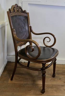 Victorian Upholstered Bentwood Salon or Desk Chair, 1890s for sale
